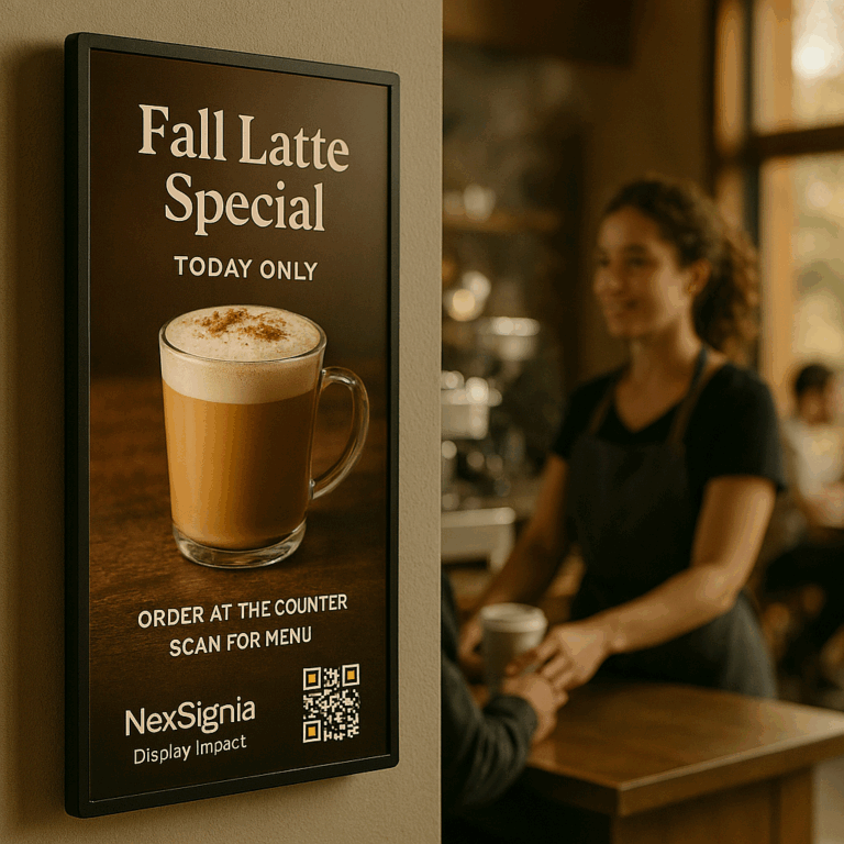 1) Café Hero — Managed Digital Signage in a modern