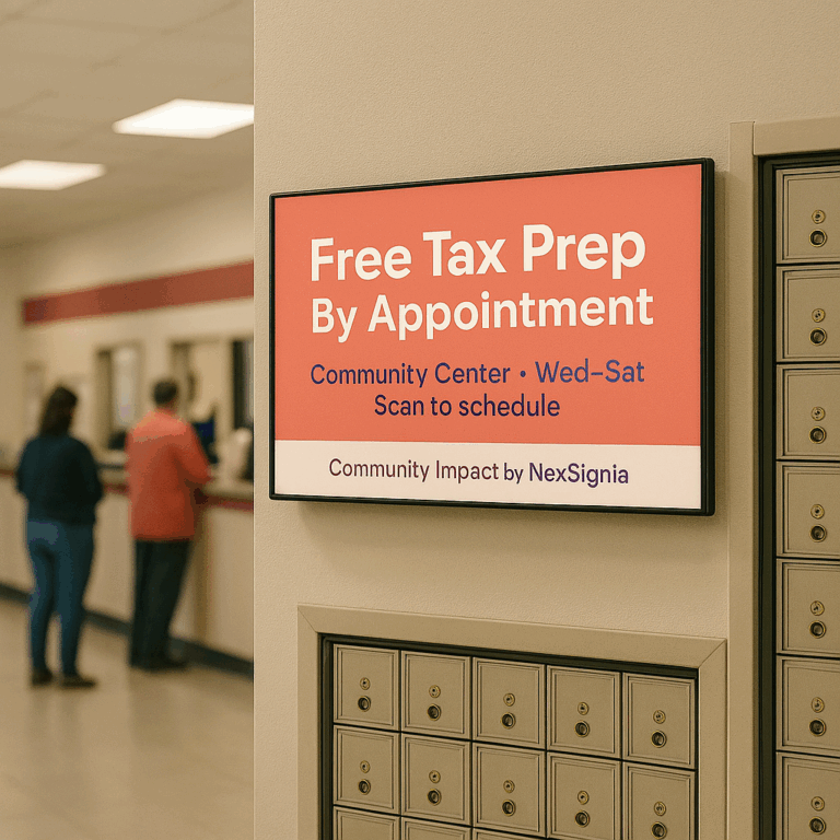 Postal Center Lobby Wall Display (Free Tax Prep by